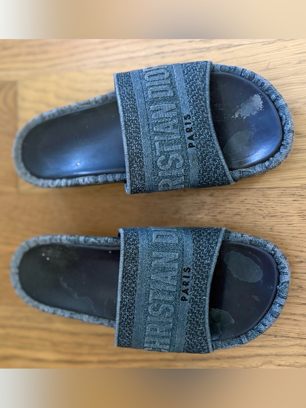 Dior Gray Branded Slide Sandals Size 8